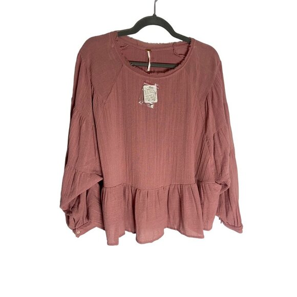NWT Free People Long Sleeve Flowy Gauzy Pink Blouse-sz XS - Picture 1 of 9